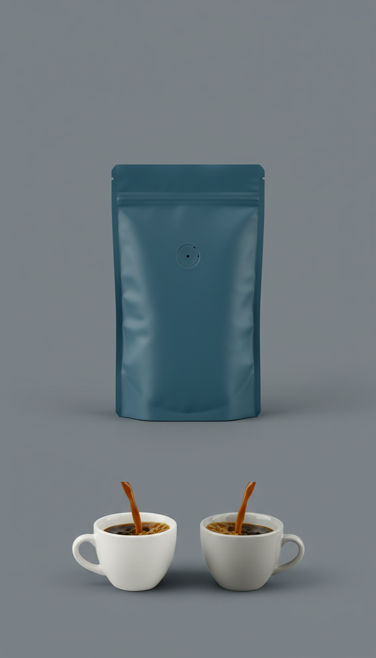 Arabica Beans in Slate Blue Packaging