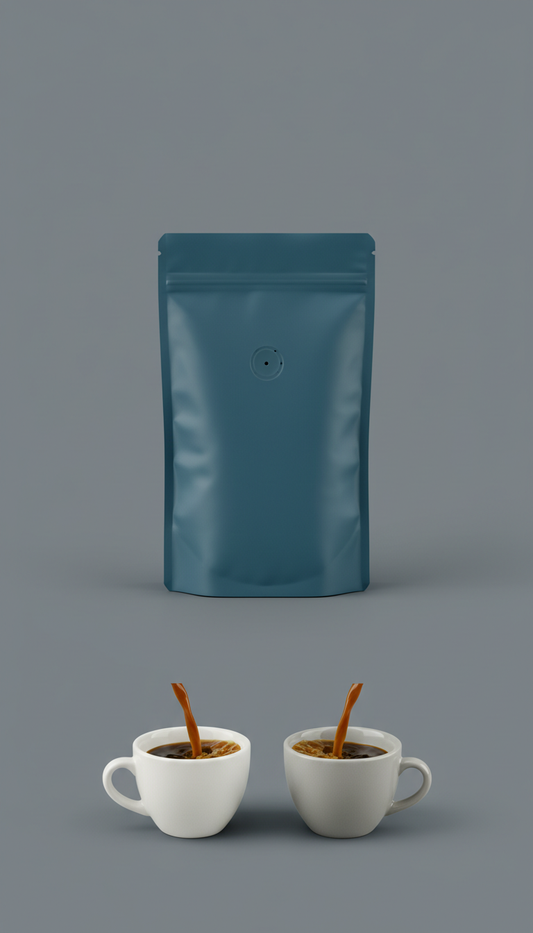 Arabica Beans in Slate Blue Packaging